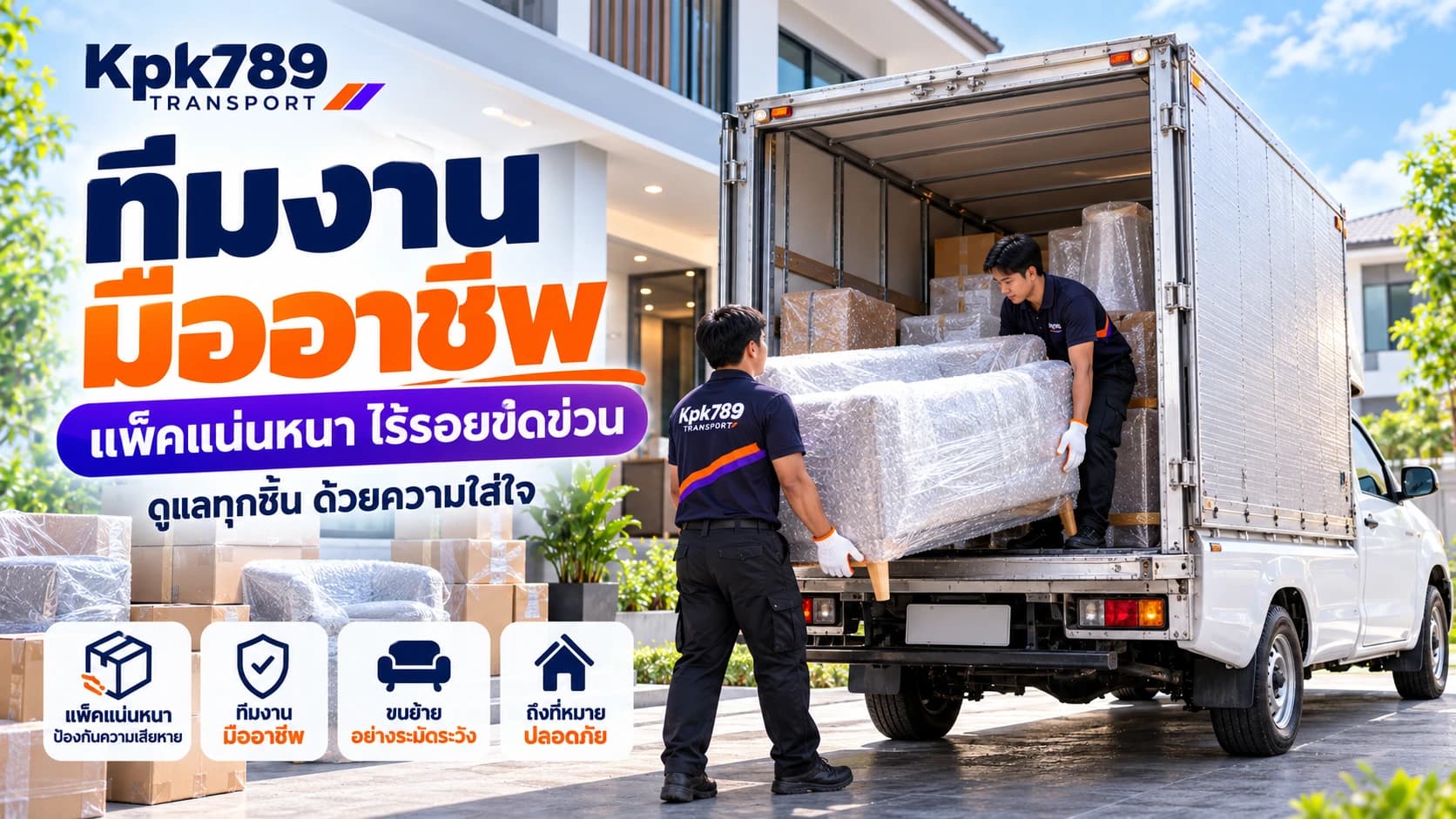 ทีมงานมืออาชีพช่วยยกของ แพ็คกิ้งกันรอย Kpk789 Transport